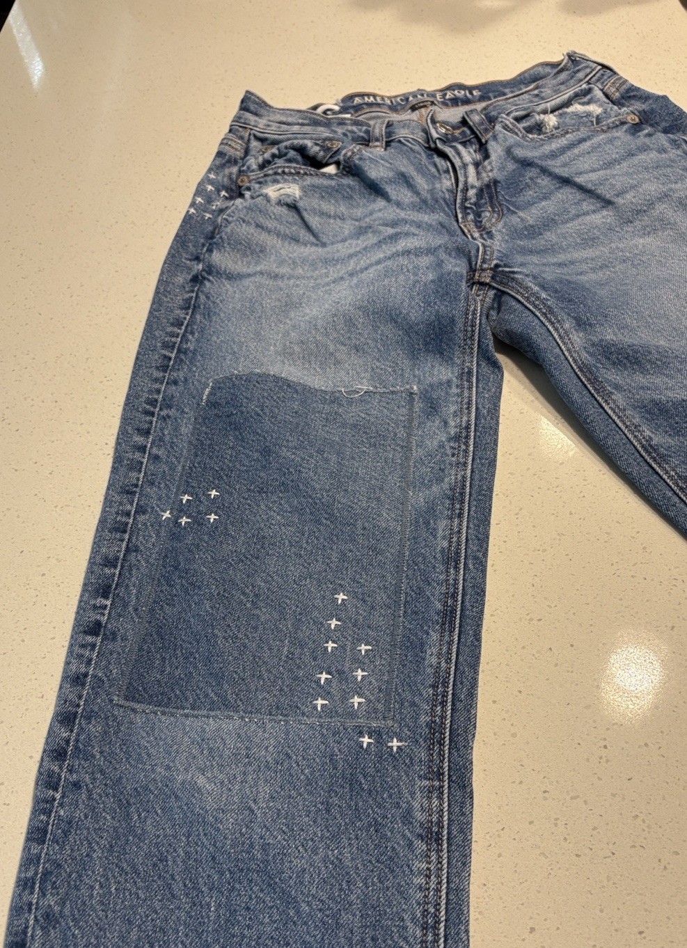 American Eagle Distressed Patchwork Straight Jean… - image 11