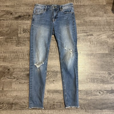 VIGOSS Marley Jeans Women s Size 28 Blue Skinny Distressed Raw Hem Medium Wash 