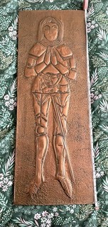 Hammered Copper Picture With Wooden Backing Large 30 Inches 11 Inches vintage