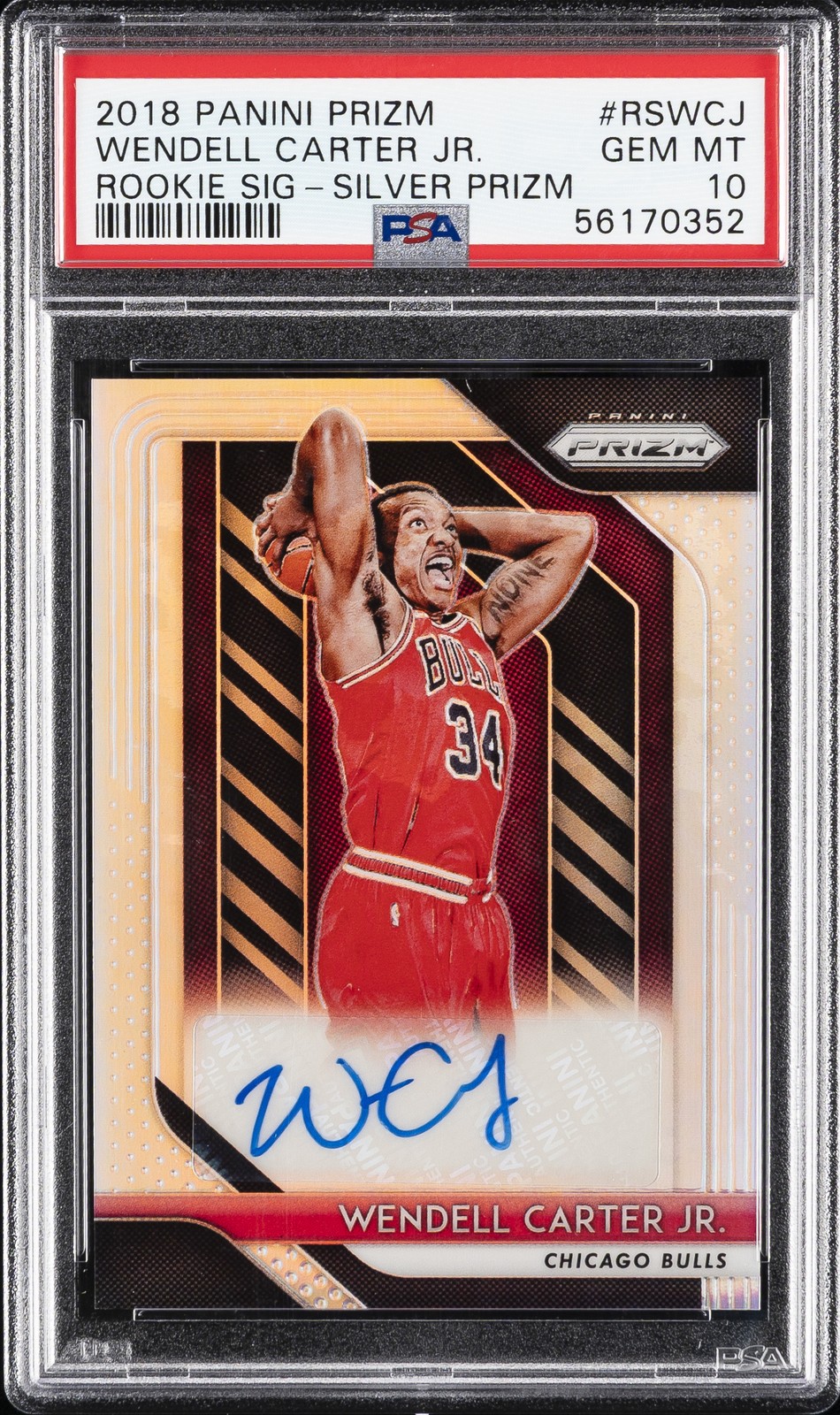2018 PANINI PRIZM ROOKIE SIGNATURES SILVER PRIZM WENDELL CARTER JR. PSA 10 AUTO