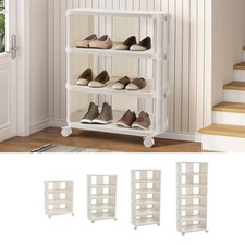 Mobile Shoe Rack Stackable Storage Organizer Entryway Hallway Shoes Shelf Stand