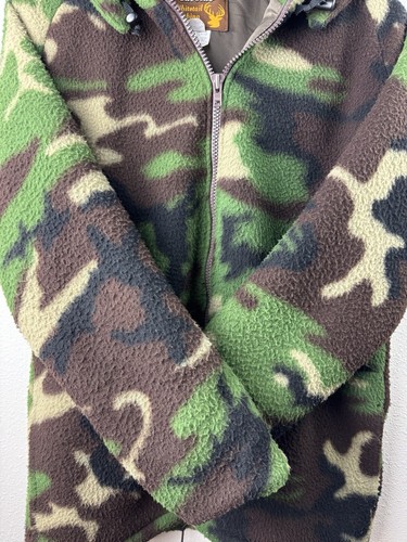Cabelas Whitetails Men’s Medium Camo Polar Fleece Hunting Jacket Zip Up - Picture 5 of 9