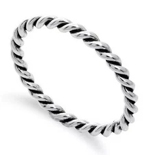 NEW 2mm 925 Sterling Silver Twisted Rope Ring ALL SIZES AVAILABLE Size 5 THRU 12