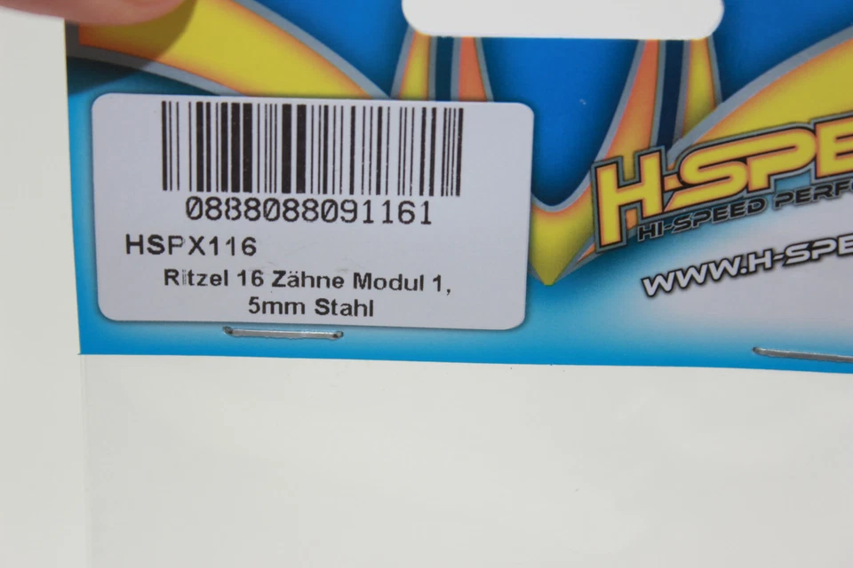H-Speed HSPX 116  Ritzel 16 Zähne  Modul 1  5mm Stahl Motorritzel NEU OVP - Bild 2 von 3