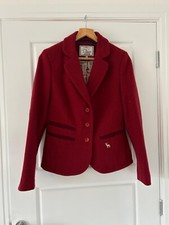 Ness Twill Jacket Womens 12 Burgundy Red Wool Blend Blazer Smart Casual Country