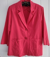 Ladies Tigi Cotton Jacket 14 - 16 Pink Unlined 3/4 Sleeves Pockets Casual Wear