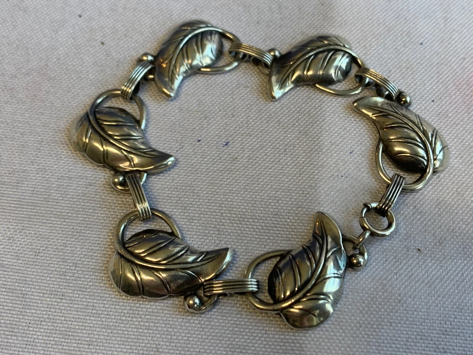 Sterling Silver Danecraft Bracelet 19.82g Fine Jewelry 7.5" Autumn Leaf Link - Image 2 of 4