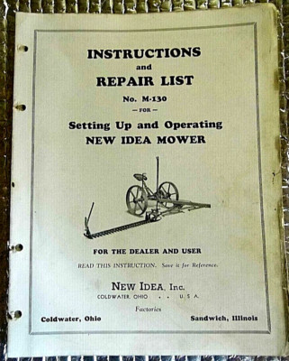 Factory New Idea  Repair Parts Setup List NO M-130  Mowers FREE SHIPPING