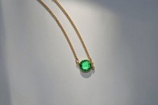 1 Ct Emerald Lab Created Birthstone Choker Necklace 14k Yellow Gold Plated