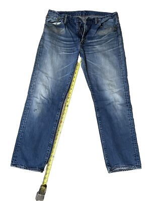 VTG Levis 504 33x30 Straight Leg Mens Blue Jeans 100% Cotton Distressed/Worn