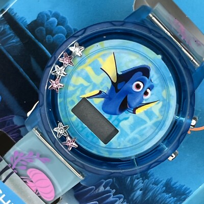 Disney Finding Dory Kids Blue Pink Floating Crystal Plastic Band Watch