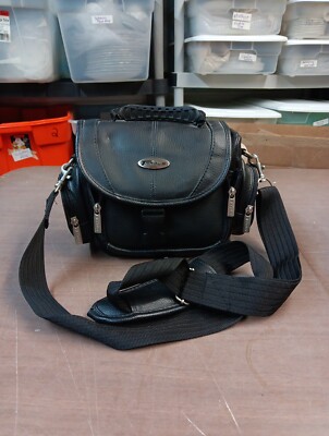 Targus Black Leather Travel Camera Shoulder Crossbody Bag w Strap 10x6x5 (CamA)