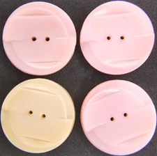 C1930-40s Vintage Pink Glass Button LOT 4 MCM Mid Century Modern 2-Hole Art Deco