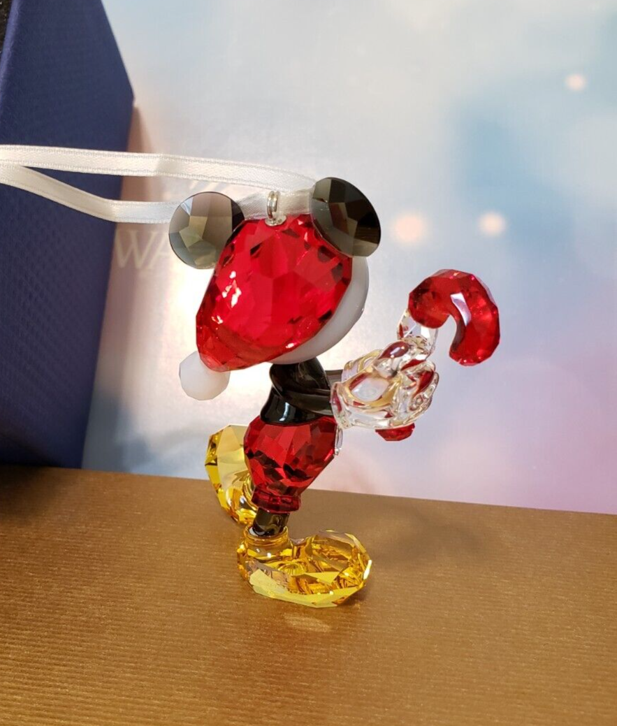 Swarovski Mickey Mouse Christmas Ornament with Candy Cane