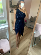 ASOS Navy Sequin Off Shoulder Party Dress size 8