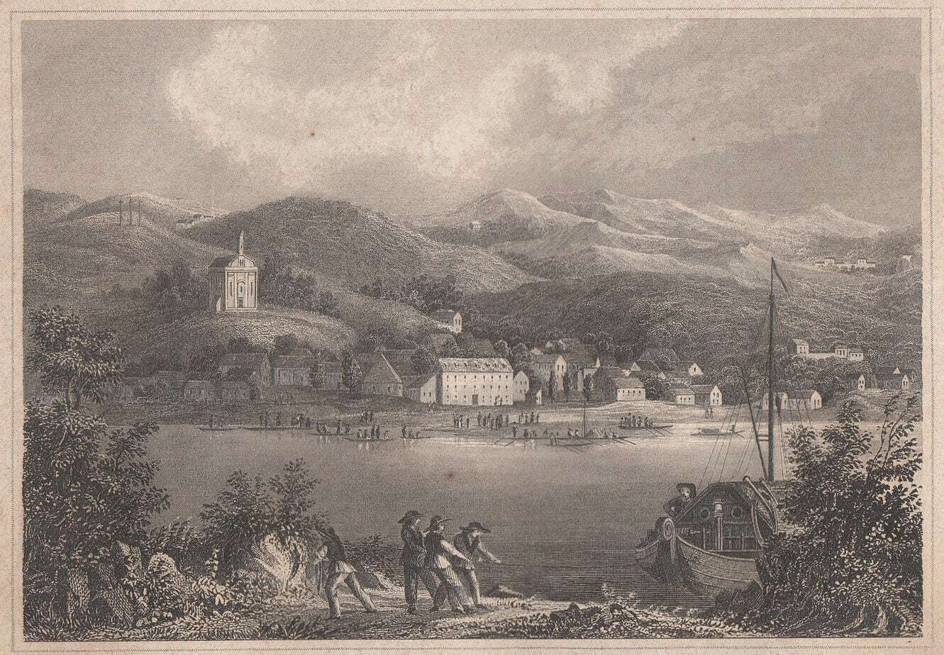 1850 Antique Steel Engraving of Batina Danube and Kiskoszeg Historical Map Art Detail