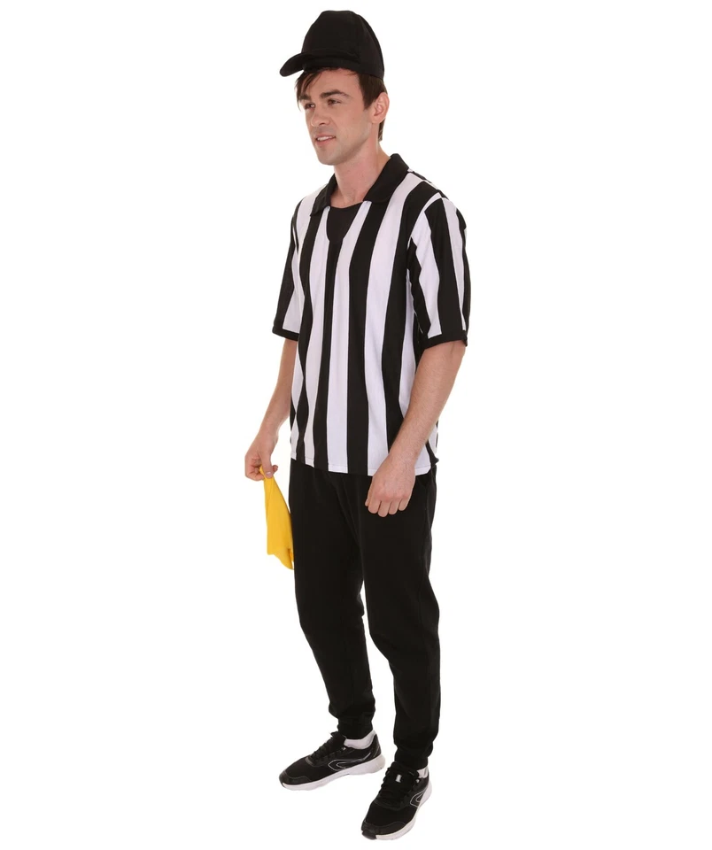 Camisa y gorra de árbitro para hombre adulto 4 piezas disfraz | Disfraz blanco y negro HC-134 Foto 2 de 4