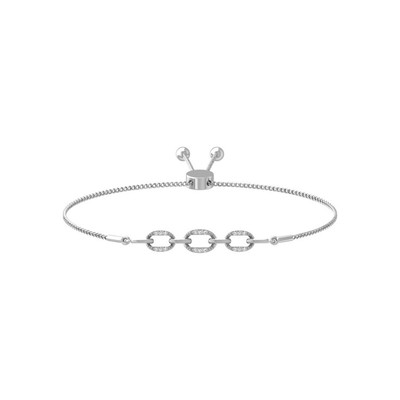 10 Karat Weißgold Labor gewachsen Diamant Bolo Armband 9 Zoll Geschenk für Frauen 3,46 Gramm