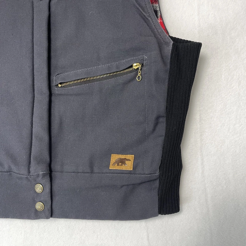 复古 Polar King By Key 抓绒内衬背心女式大号格子拉链户外纽扣 — 第 3/4 张图片