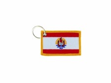 Keychain keyring embroidered embroidery patch double sided flag polynesia tahiti
