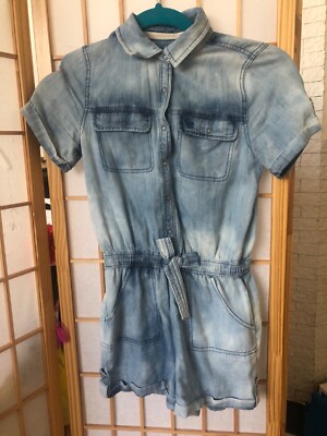Amercrombie kids tired chambray denim romper for girls size 9/10