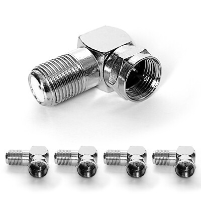 4x TV Adapter F-Stecker zu F-Buchse 90° gewinkelt Metall F-Adapter Sat Kupplung