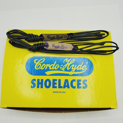 2 PAIR Black 30 Inch WAXED DRESS SHOE  LACE STRING CORDO Hyde  USA Made 30'' NOS 
