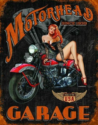 Vintage Motorcycle Metal Ad Sign Bike Shop Mechanic Garage ...