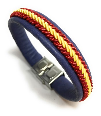 Pulsera De Cuero Bandera De España Con Cierre De Seguridad (Varios Colores)
