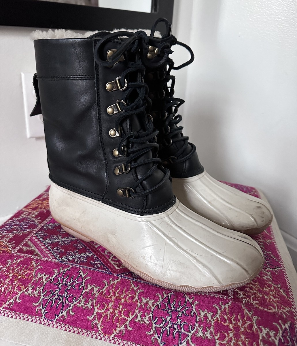 Sperry Top Sider for J Crew Women Size Shearwater Wool Lined Snow Rubber  Boots