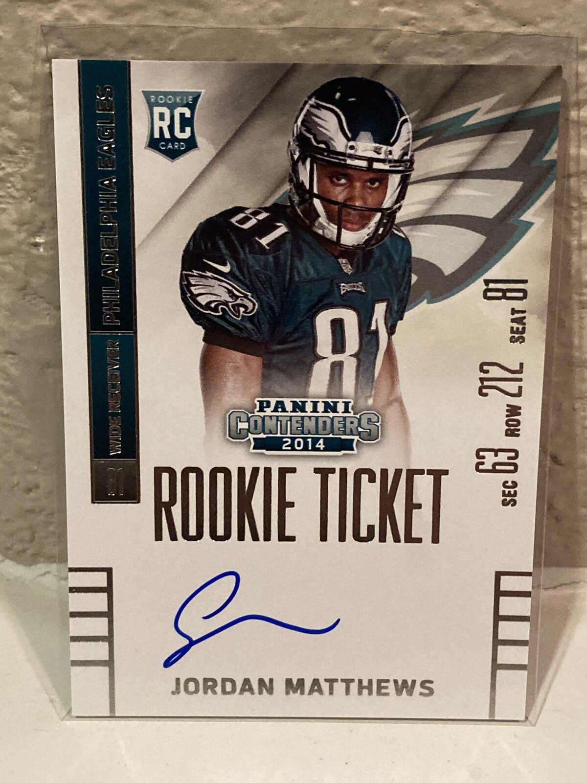 Jordan Matthews Panini Contenders #222 Ball in Left Hand-Autograph
