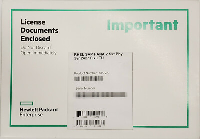 HPE Red Hat Enterprise Linux for SAP HANA 2S Phyiscal 5yr 24x7 Flexible LTU