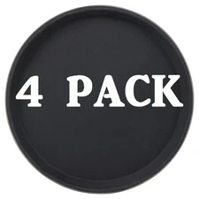 4 PACK 11" Black Round Non-Skid Plastic Restaurant Bar Serving Commercial Tray