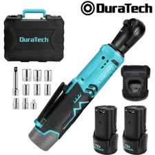 DURATECH 48 Ft-lbs 3/8" Electric Cordless Ratchet Wrench Set 2 Pack 2A Batteries