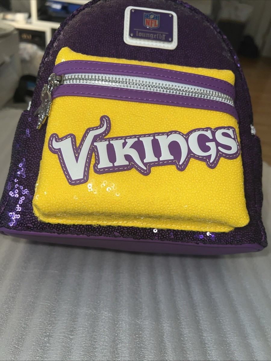 【Lounge Fly】NFL Minnesota Vikings Sequin Mini Backpack Loungefly NFL Minnesota Vikings Sequin Mini Backpack