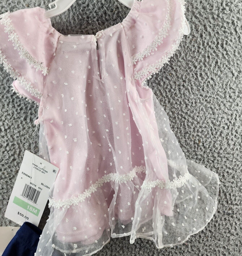 Rare Editions Dot Organza Tunic & Leggings Baby Girls 18M Pink/Navy, 2 Piece Set - Picture 15 of 16