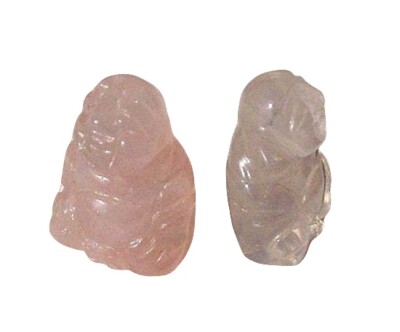 Namaste 2 Hand Carved Rose Quartz Buddha Animal Beads