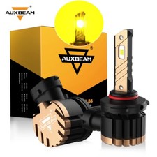 AUXBEAM 9005 LED Headlight Super Bright HB3 LED Bulbs Kit High Beam 3000K Yellow