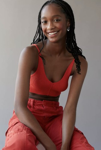 Tank Top Urban Outfitters Small Red Ribbed Knit Sweater Cropped $39 New - Picture 4 of 10
