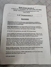 Warzone Models P-47 Rc Airplane Kit