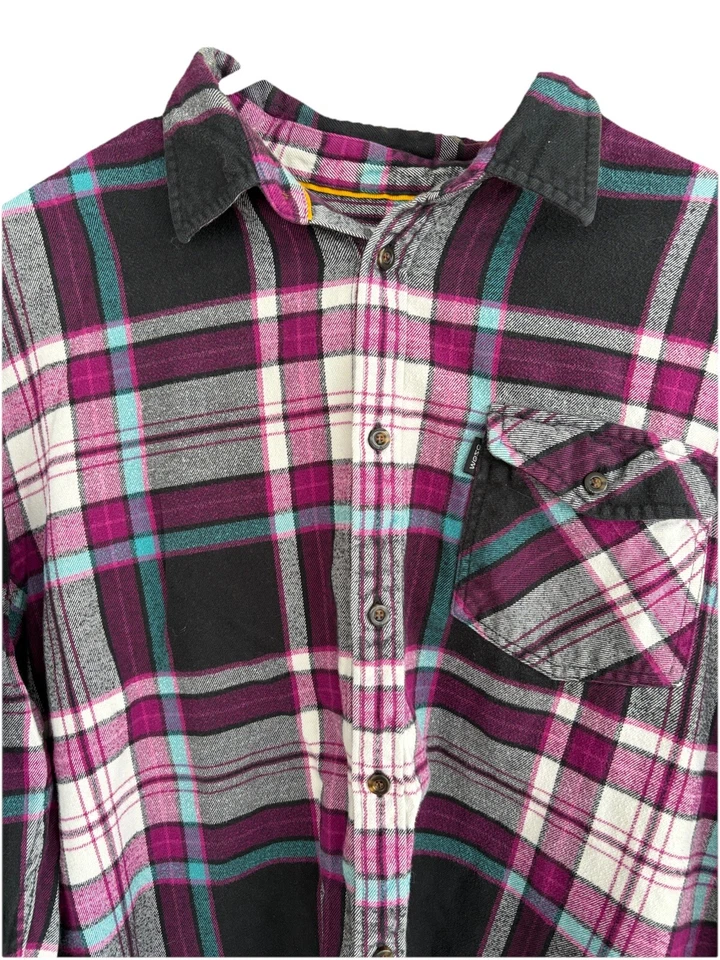 Men's Wesc Purple Plaid Button Down Flannel Size Extra Large - Image 2 of 4