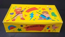Vintage Cardboard School Pencil Box Paint Splatters Yellow Box General Box Co.