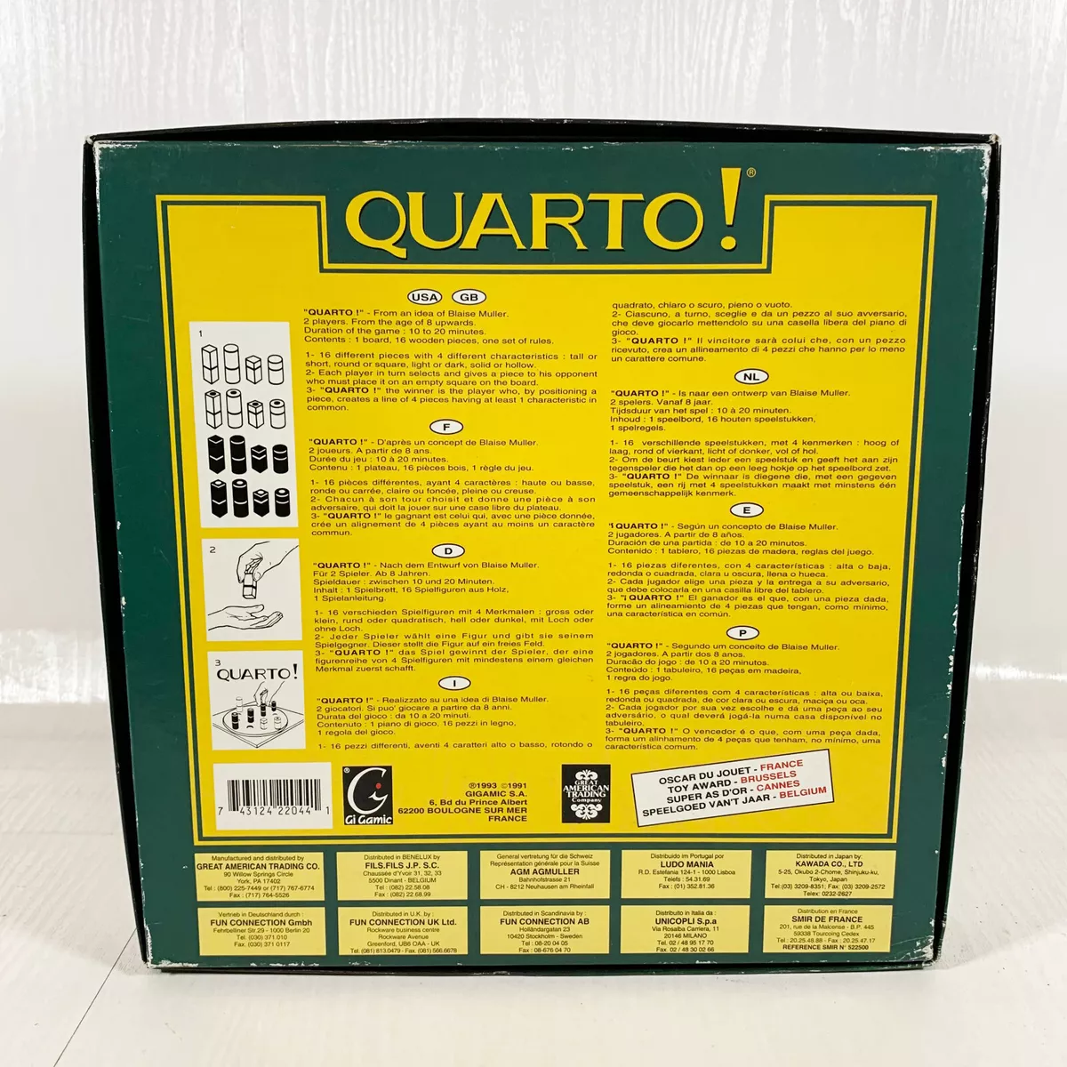 Wooden Vintage QUARTO! Strategy Board Game - Gigamic 1991, 100% Complete