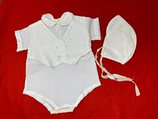 Vintage Baby Boy Christening Baptism outfit 0-3 months with Bonnett