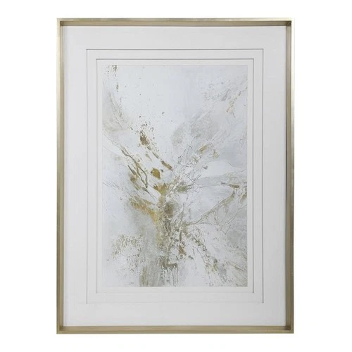 Uttermost Pathos Wood and Glass Framed Abstract Print in Gray/Gold - Picture 1 of 4