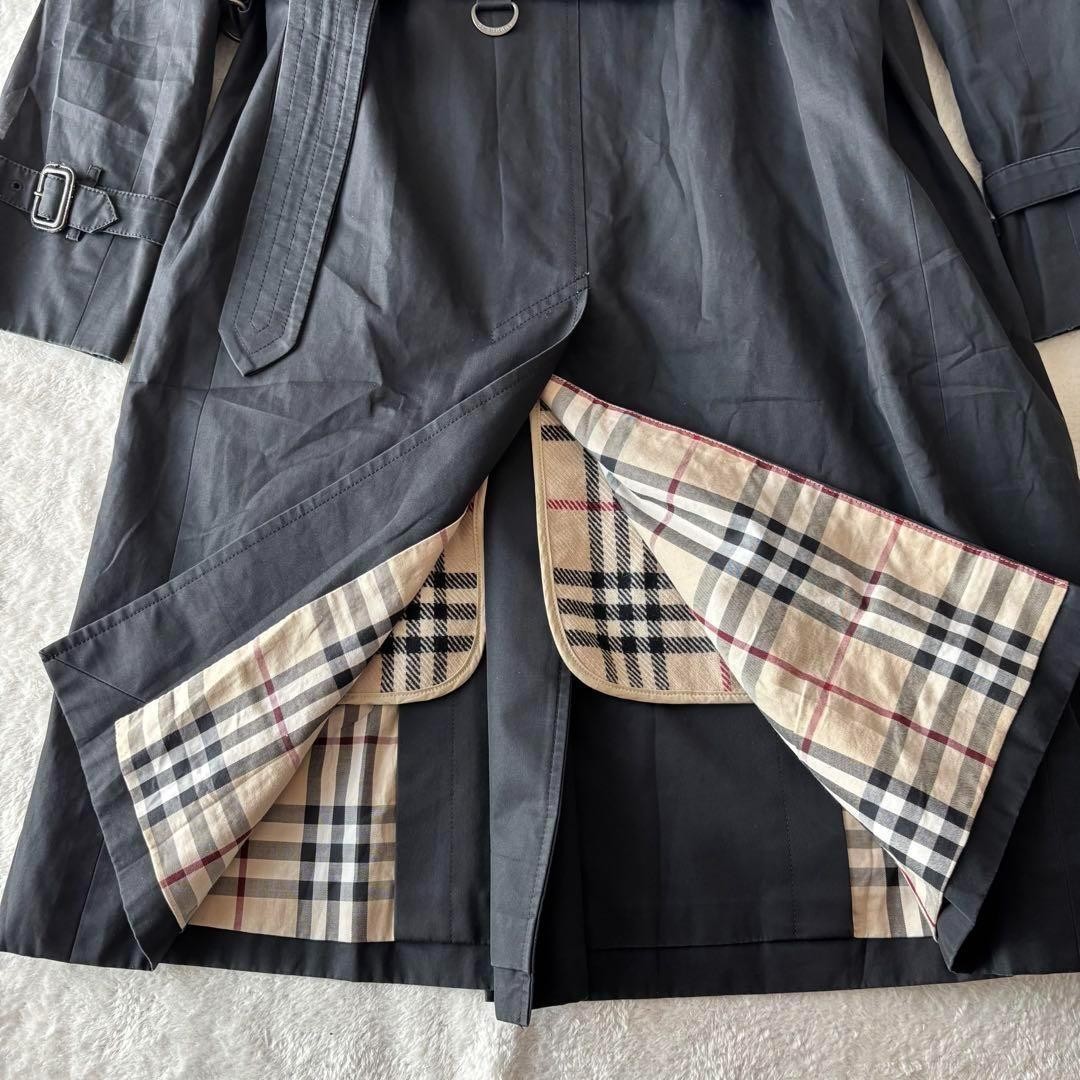 Burberry London Trench Coat Black Nova Check w/Wool Liner Women Size XS/S Used thumbnail 4
