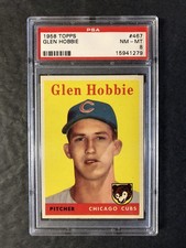 1958 Topps Glen Hobbie 467 PSA 8; Centered, Focused, Flawless background!!