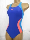 BLUE / ORANGE SPEEDO RACER BACK SWIMSUIT SIZE 12 36" SWIMWEAR