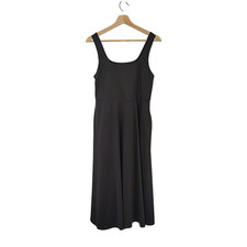 Quince Flowknit Breeze Fit & Flare Dress Black Basic Sleeved L