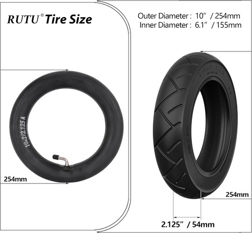 RUTU 10x2.125 Heavy Duty Tire and Inner Tube Compatible with 0° Valve  - Picture 2 of 6
